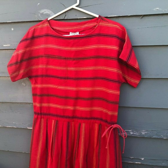 Marimekko Dress Suomi Finland Large Orange Red - Picture 2 of 7